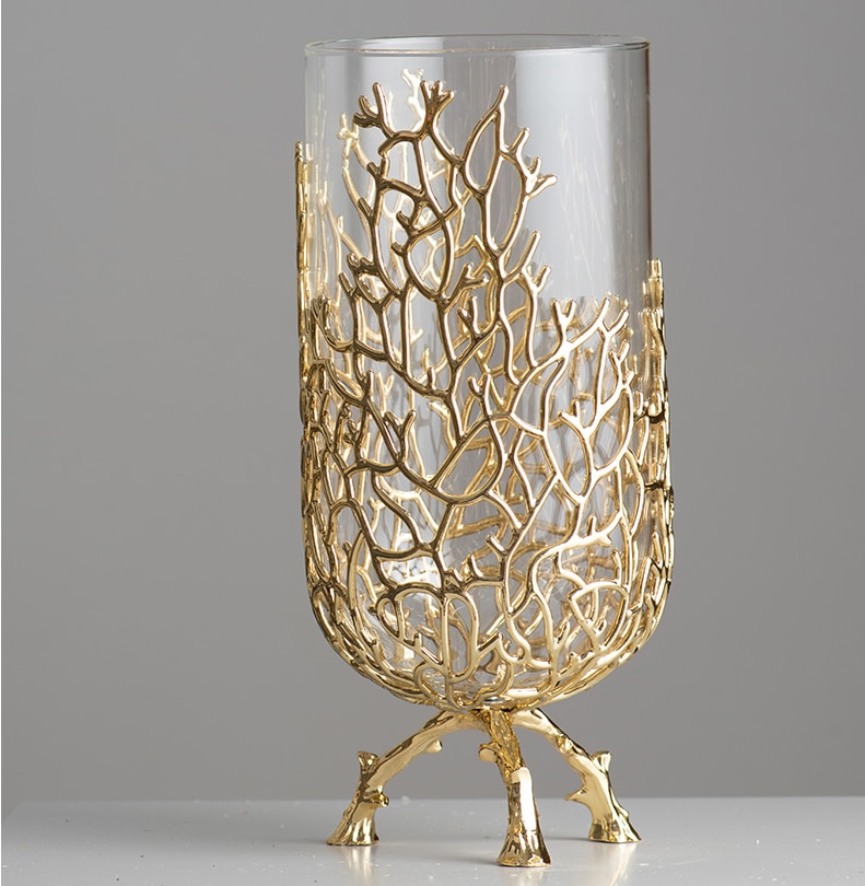Vase Design en Métal "Artisse" 36cm Corail & Or