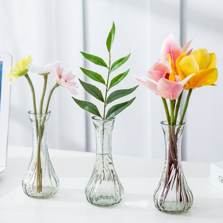 Lot De 4 Petits Vases En Verre Transparent - Pour Jacinthes, Fleurs Coupées, Décoration - 14x8 Cm - Design Simple Et élégant