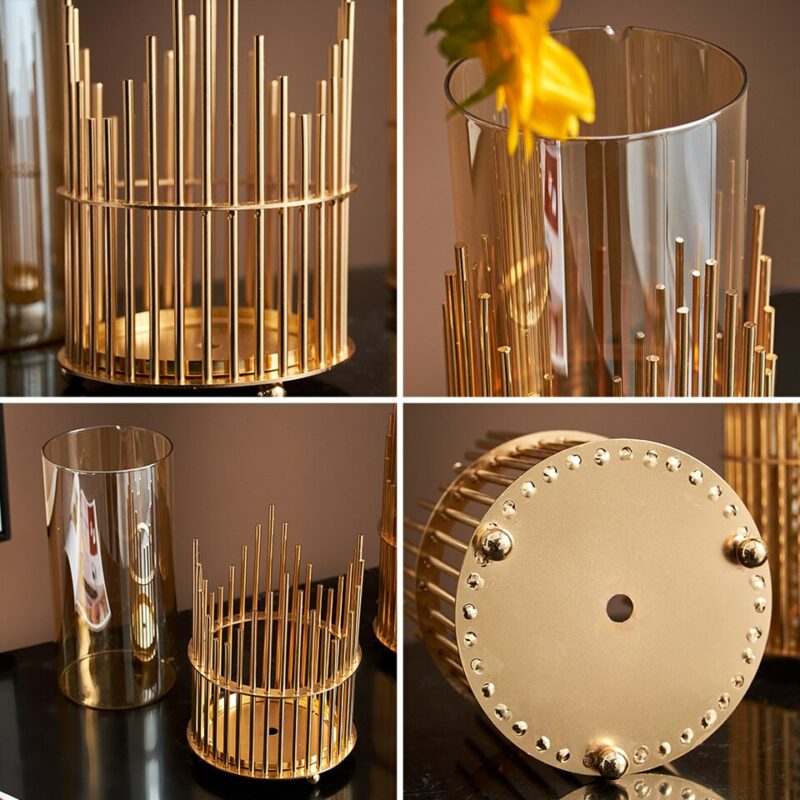Vase art déco tube en verre doré