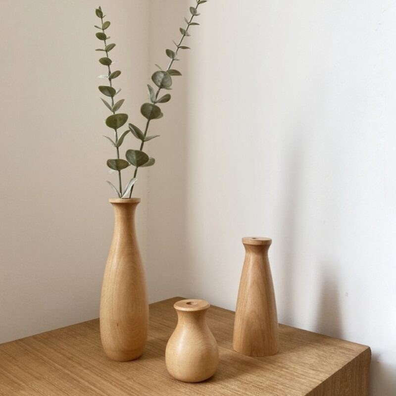 Vase en bois de bambou naturel minimaliste
