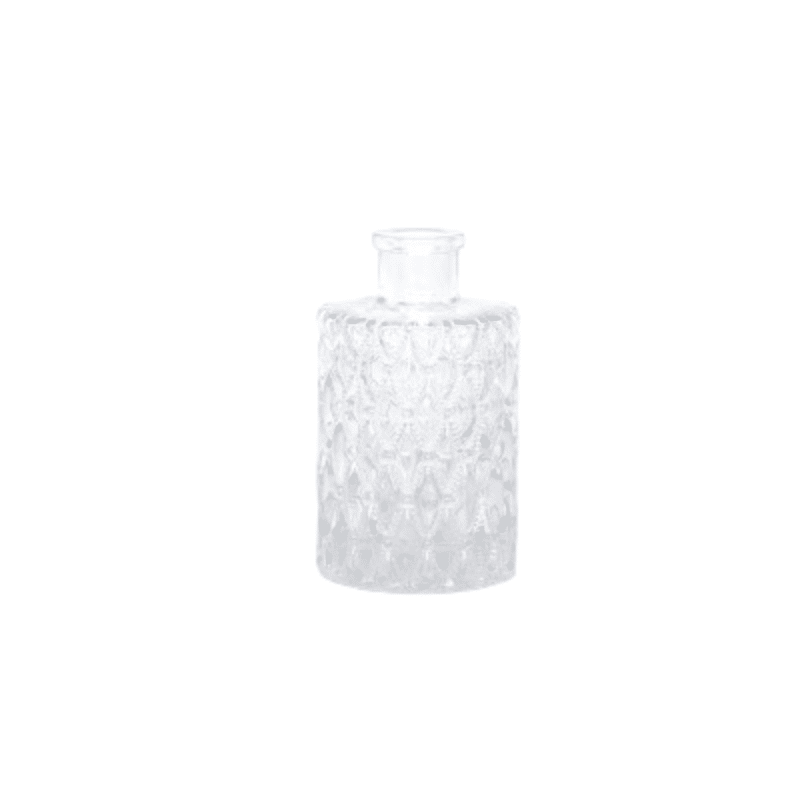 Vase bouteille en verre transparent avec motifs