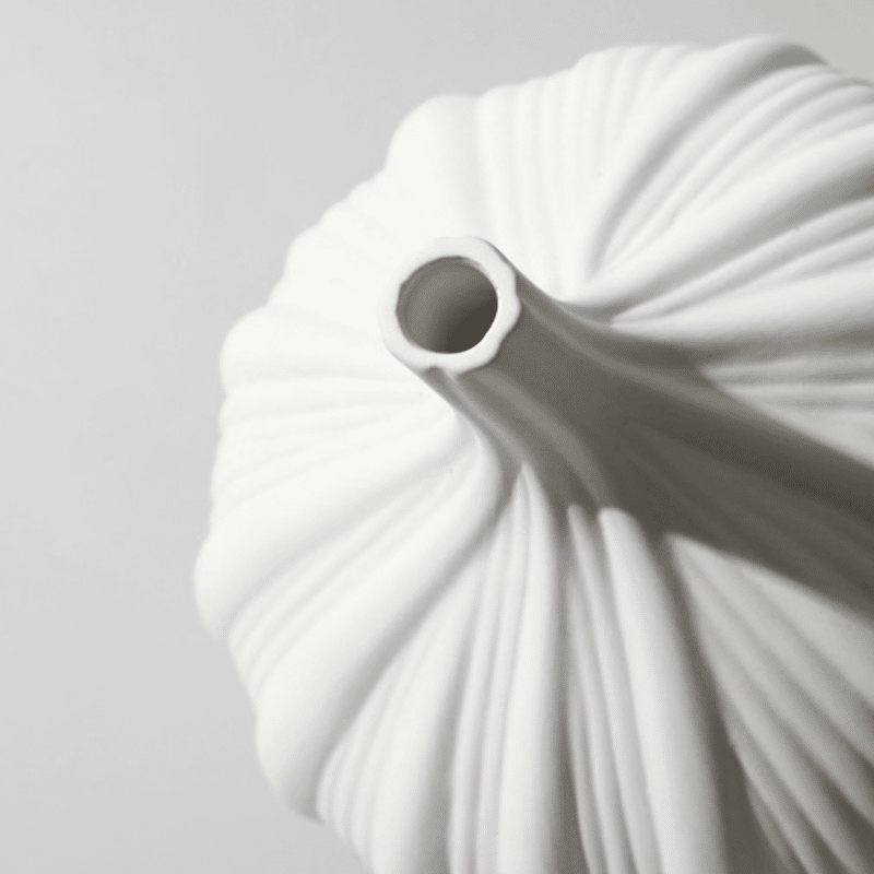 Vase céramique blanc strié grand format