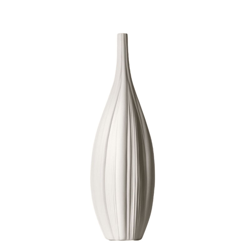 Vase céramique blanc strié grand format