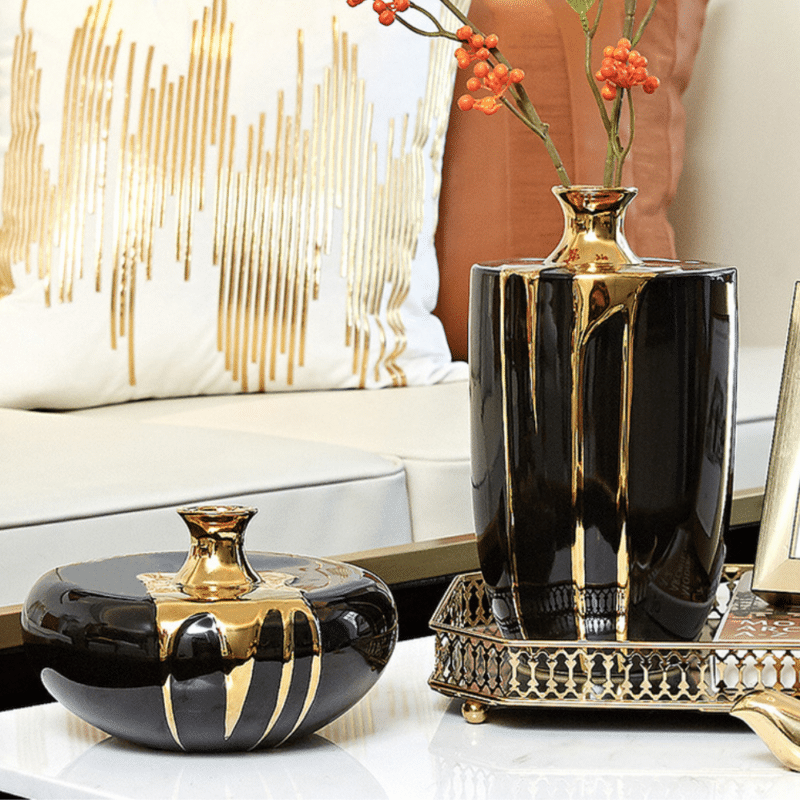 Vase céramique noir moderne