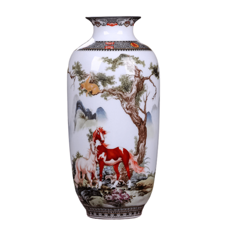 Vase chinois traditionnel motifs animaux