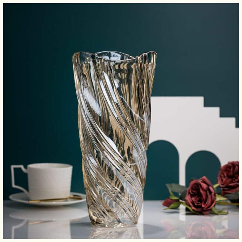 Vase cristal artisanal strié