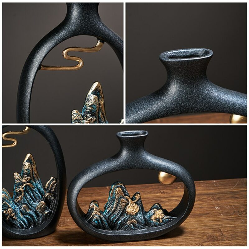 Vase japonais noir ajouré style zen