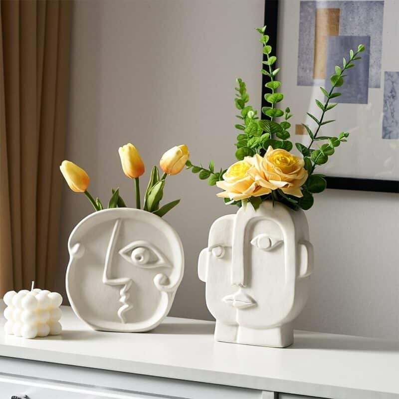 Vase moderne original en forme de visage