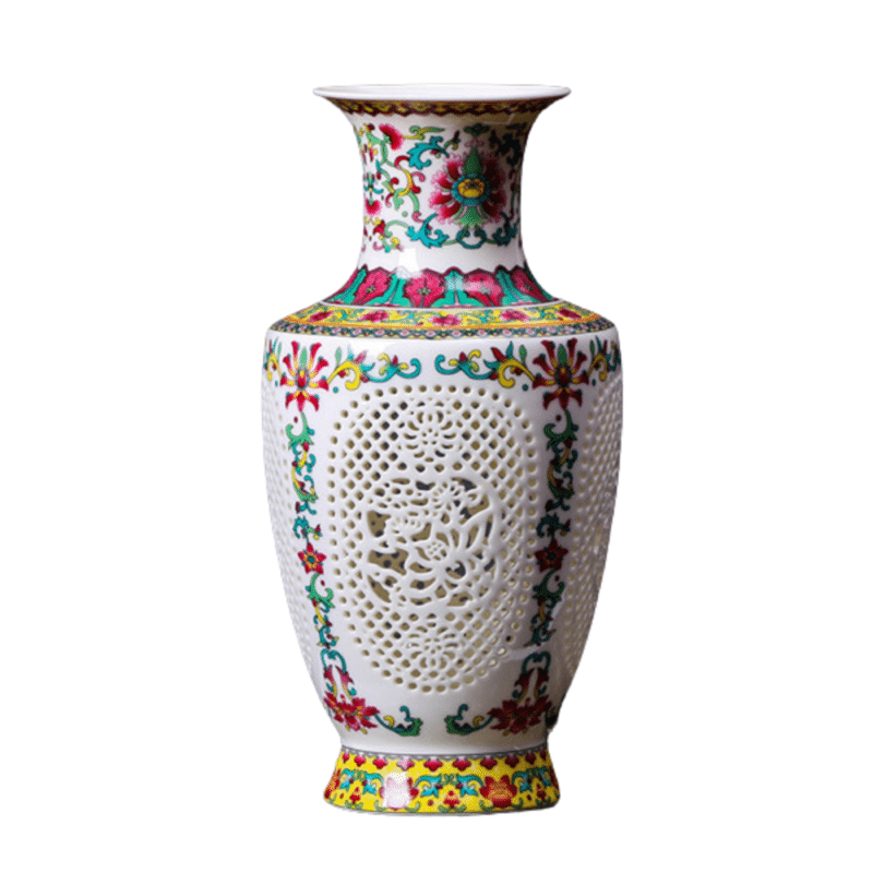 Vase porcelaine ajouré style chinois