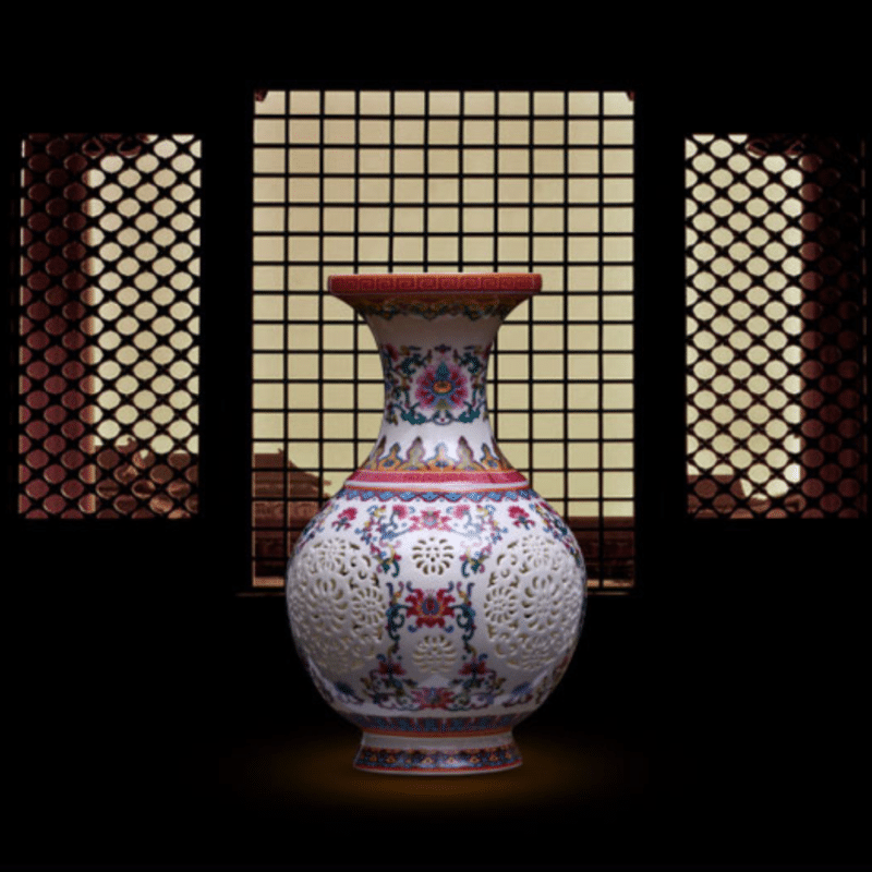 Vase porcelaine ajouré style chinois