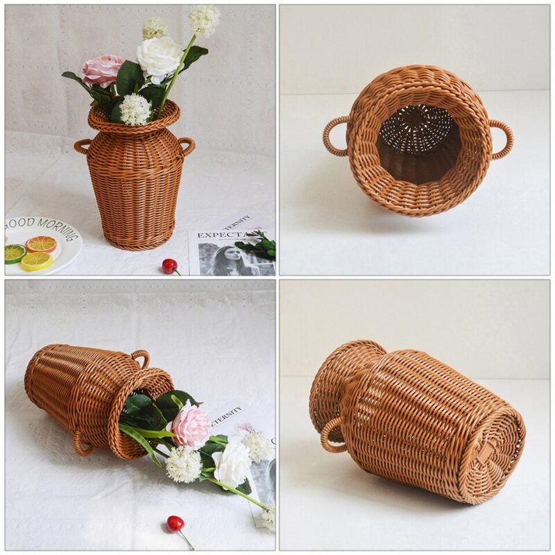 Vase rotin et osier de style rustique