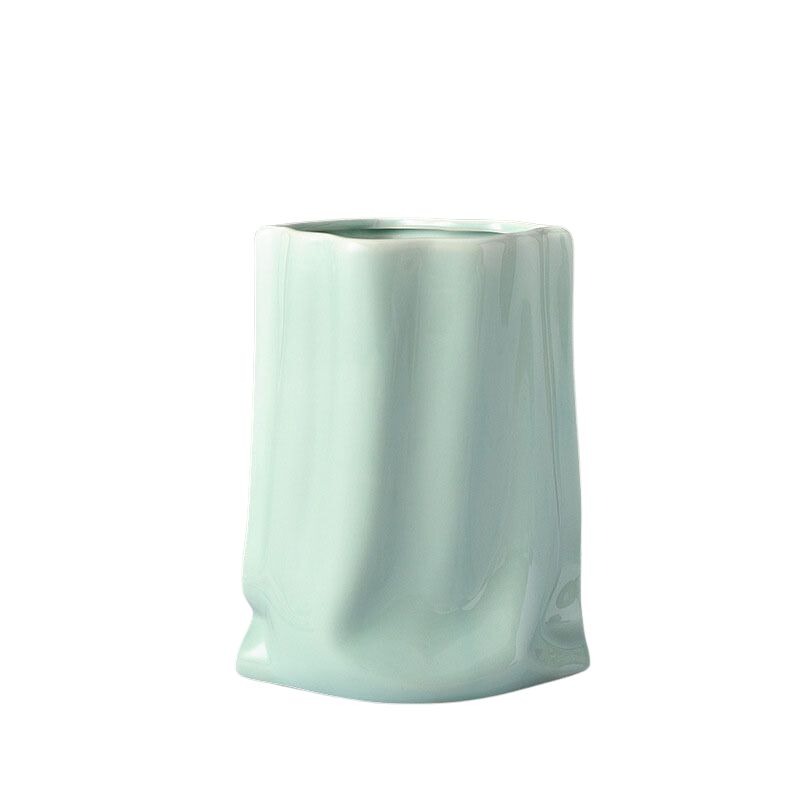 Vase Céramique Bohème Blanc Aspect Marbre Avec Anneau Doré - Goldthal Pour Fleurs Et Décoration