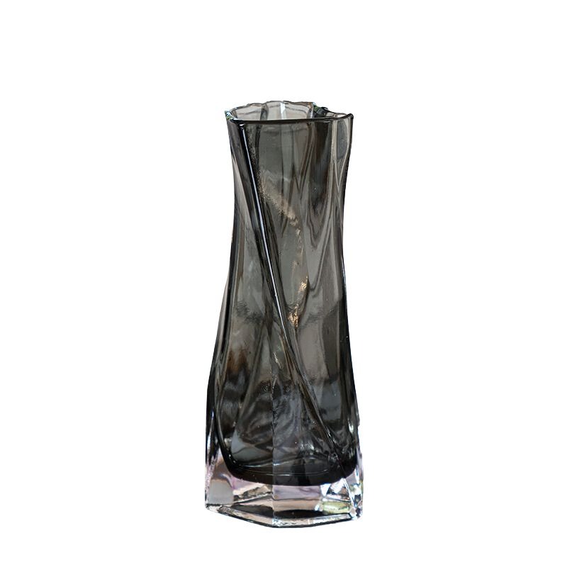 Vase En Verre Dégradé Multicolore Balakaka - Vase Géométrique Facettes Gris Violet Pour Décoration Maison