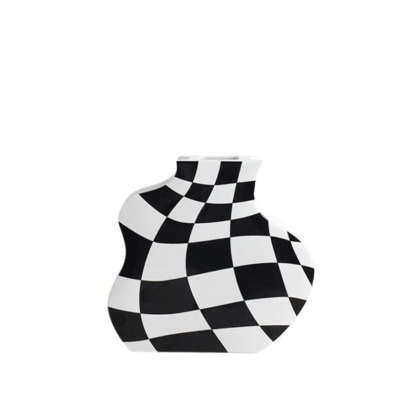 Vase art déco noir et blanc en céramique