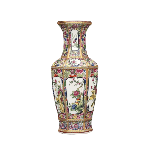 vase-porcelaine-hexagonal-motif-floral