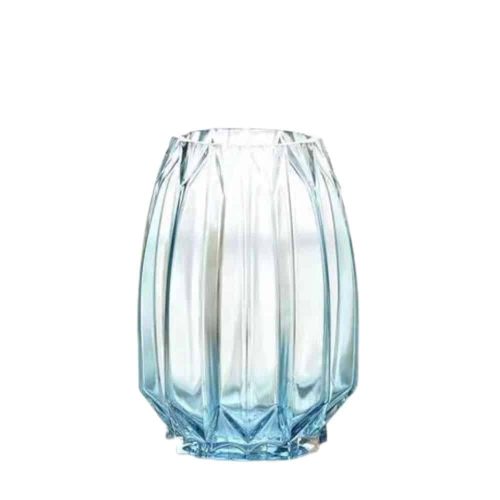vase-transparent géométrique- verre-bleu